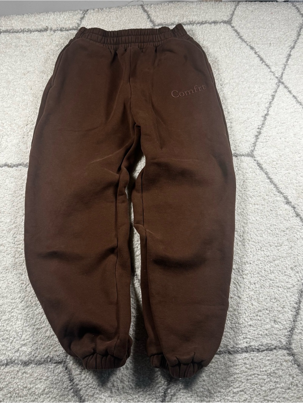 Brown Men's Fleece Joggers with Elastic Cuffs